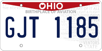 OH license plate GJT1185