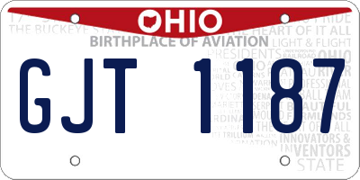OH license plate GJT1187