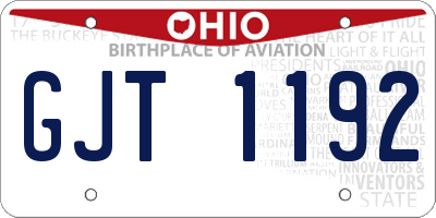 OH license plate GJT1192