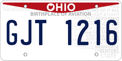 OH license plate GJT1216