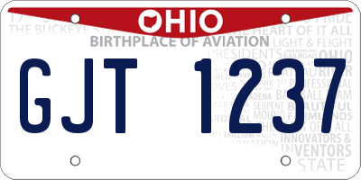 OH license plate GJT1237