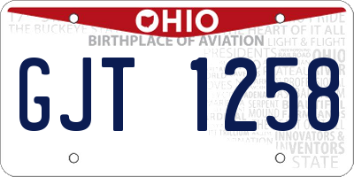 OH license plate GJT1258
