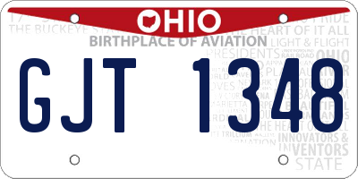OH license plate GJT1348
