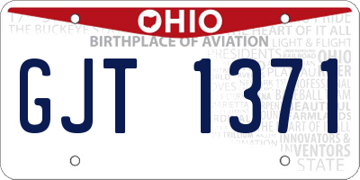 OH license plate GJT1371