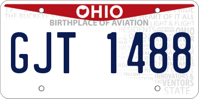 OH license plate GJT1488