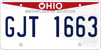 OH license plate GJT1663