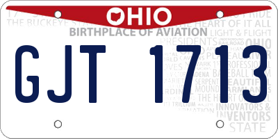 OH license plate GJT1713