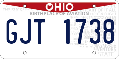 OH license plate GJT1738