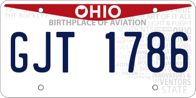 OH license plate GJT1786