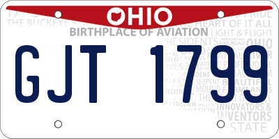 OH license plate GJT1799