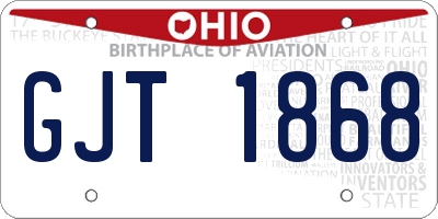 OH license plate GJT1868