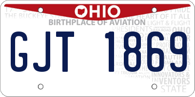 OH license plate GJT1869
