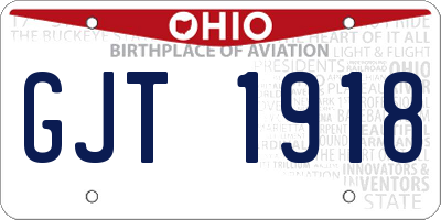 OH license plate GJT1918