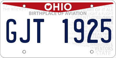 OH license plate GJT1925
