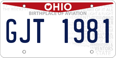 OH license plate GJT1981