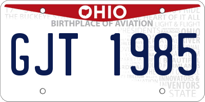 OH license plate GJT1985