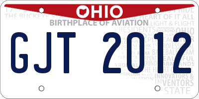 OH license plate GJT2012