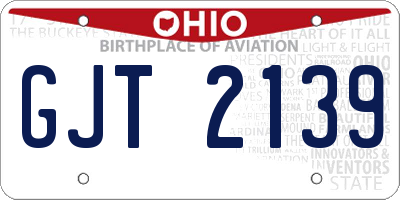 OH license plate GJT2139