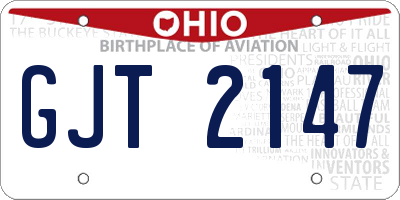 OH license plate GJT2147