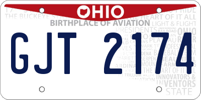 OH license plate GJT2174