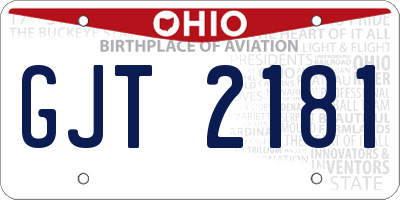 OH license plate GJT2181