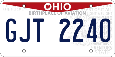 OH license plate GJT2240