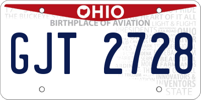 OH license plate GJT2728