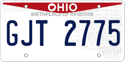 OH license plate GJT2775