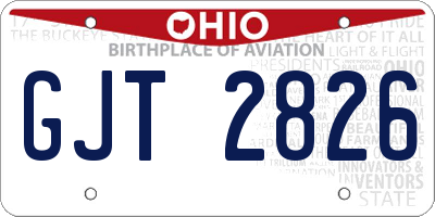 OH license plate GJT2826