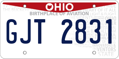 OH license plate GJT2831