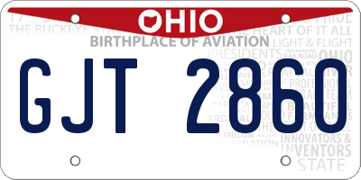OH license plate GJT2860