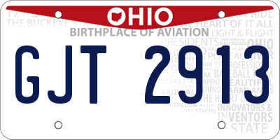 OH license plate GJT2913