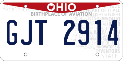 OH license plate GJT2914