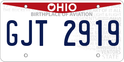 OH license plate GJT2919