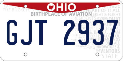 OH license plate GJT2937