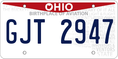 OH license plate GJT2947