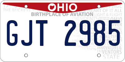 OH license plate GJT2985