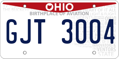 OH license plate GJT3004
