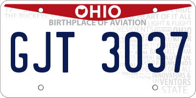 OH license plate GJT3037