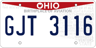 OH license plate GJT3116