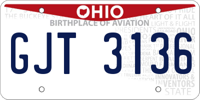 OH license plate GJT3136