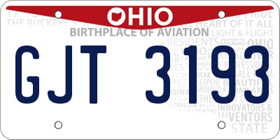 OH license plate GJT3193