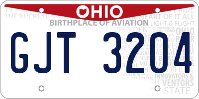 OH license plate GJT3204