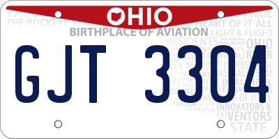 OH license plate GJT3304