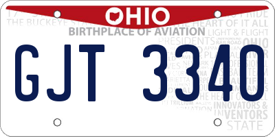 OH license plate GJT3340