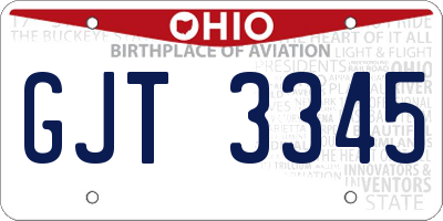 OH license plate GJT3345