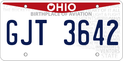 OH license plate GJT3642