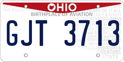OH license plate GJT3713