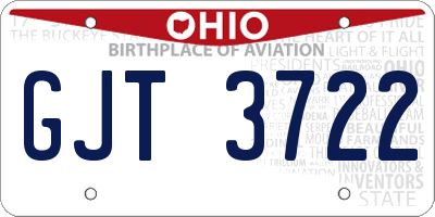 OH license plate GJT3722