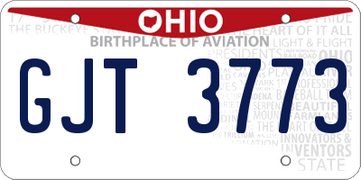 OH license plate GJT3773